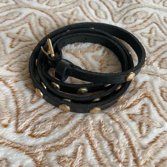 Y2K J. Crew Black Leather Skinny Belt